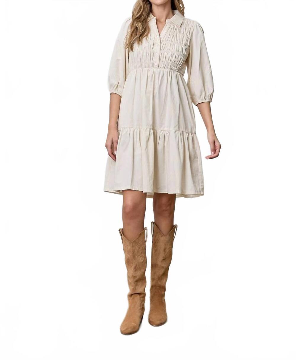 NEW POLAGRAM collar mini dress - plus in oatmeal